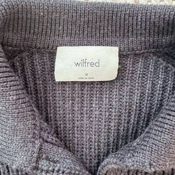 Aritzia Wilfred Charcoal Gray Wool Cropped Sweater Medium - Picture 3 of 9